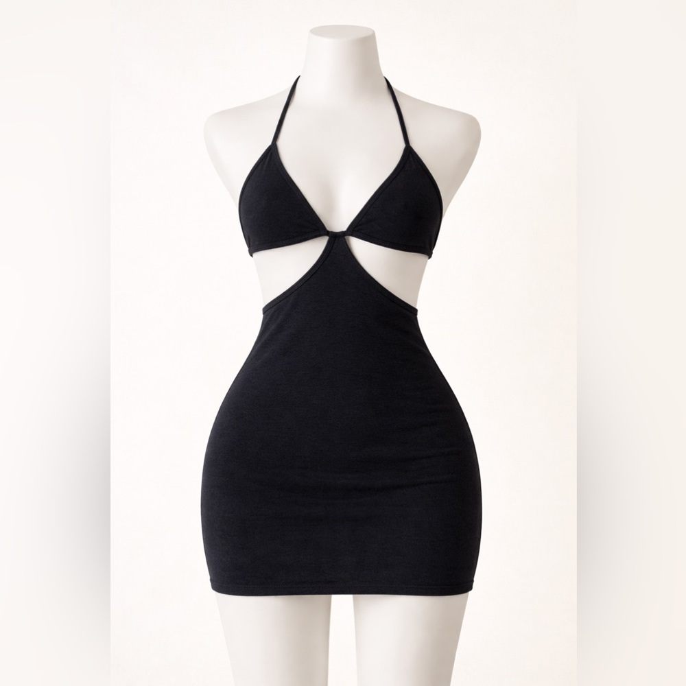 Anthropologie Triangle Cut Out Black Halter Dress
